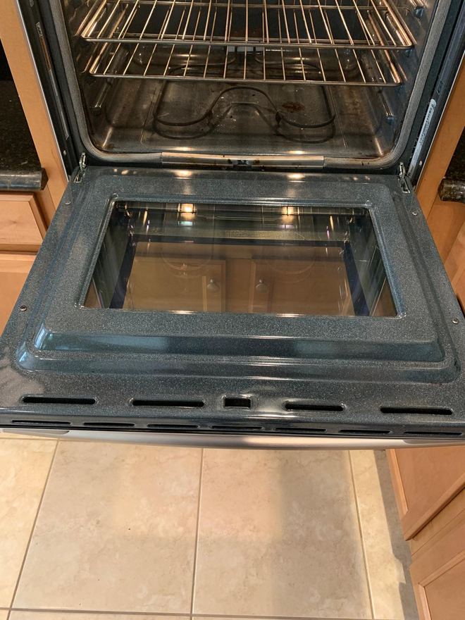 Oven door after cleaning