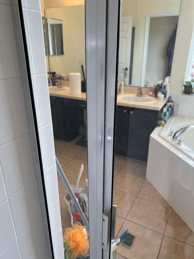 Shower door after cleaning